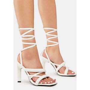 Give Them Grace White Wrap Heels Dolls Kill Women’s Size 10